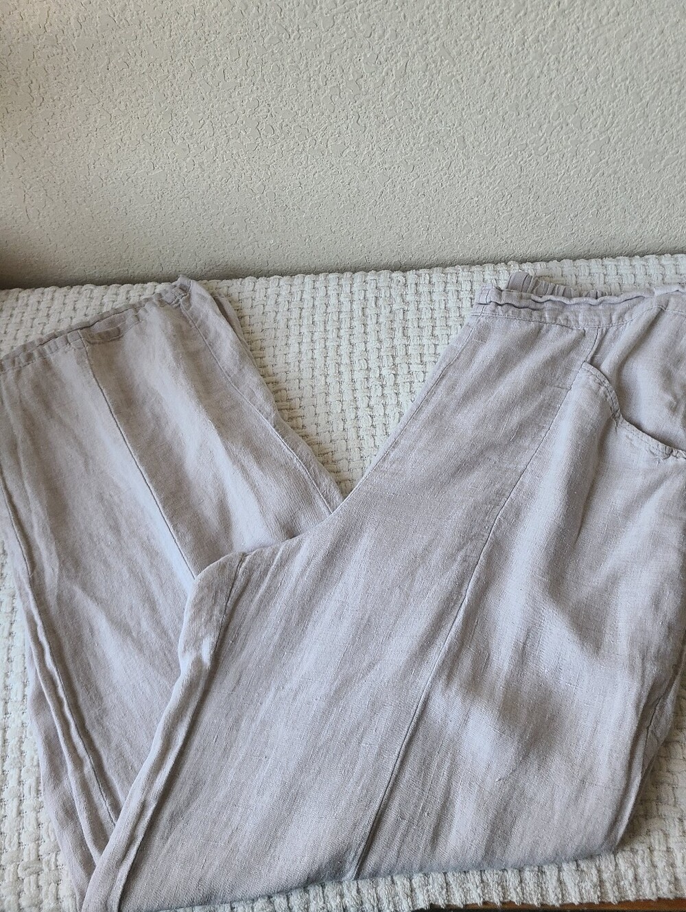 FLAX Light Beige Women's Linen Blend Pants Size L